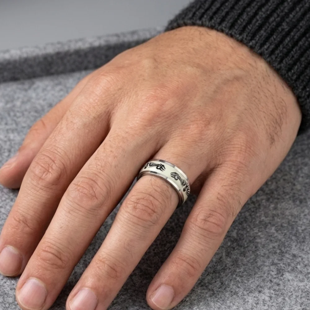 Stainless Steel Tribal Tattoo Band Ring Size 10 US China Size 20 Mens Jewelry